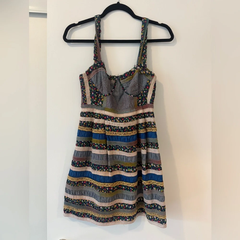 Free People Multicolor Striped Floral Mini Dress - Picture 1 of 3